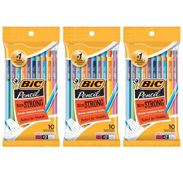 Mechanical Pencils, 0.9mm, 10 Per Pack, PK3, Bic, Mfr#: MPLWP101BK